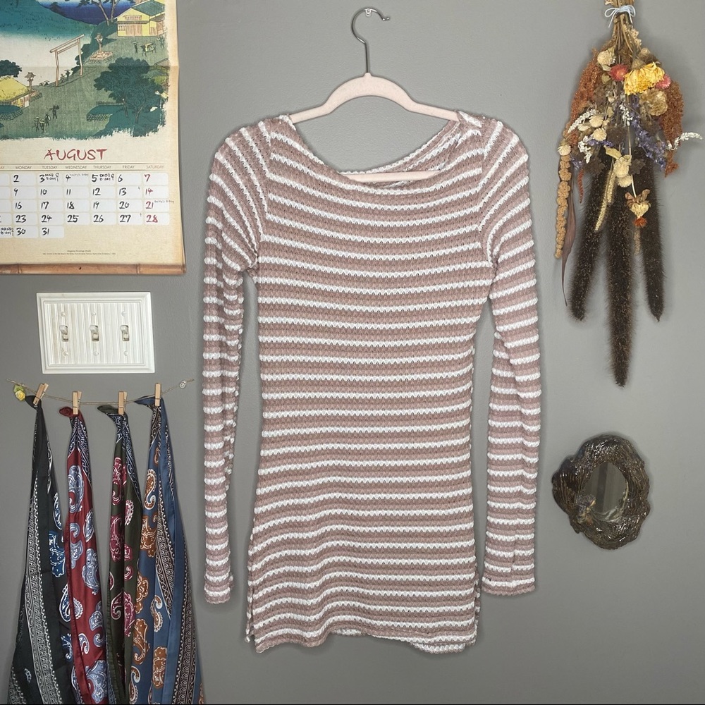 Long Sleeve Striped Dress Dance Wear - Size L